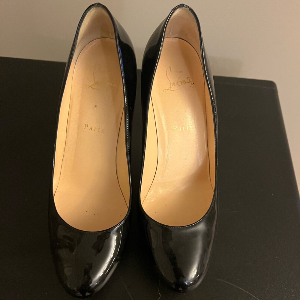 Christian Louboutin Bianca 120 Black Patent Leather Platform Pump